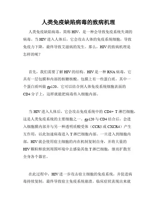 人类免疫缺陷病毒的致病机理