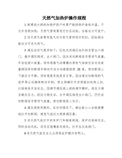 天然气加热炉操作规程