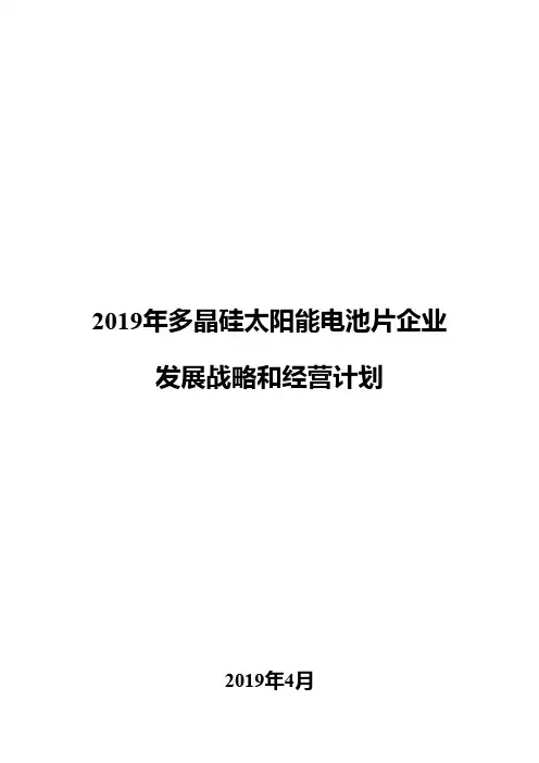 2019年多晶硅太阳能电池片企业发展战略和经营计划
