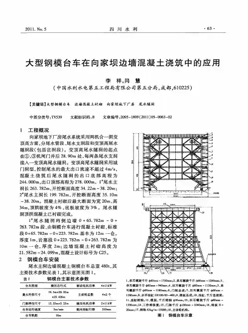 大型钢模台车在向家坝边墙混凝土浇筑中的应用
