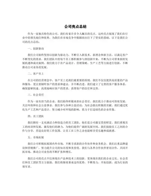 公司亮点总结