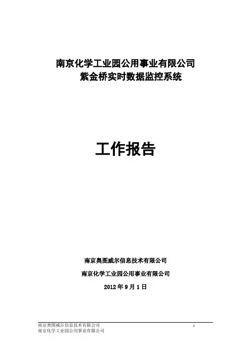 《南京化学工业园公用事业有限公司紫金桥实时数据监控系统》工作报告