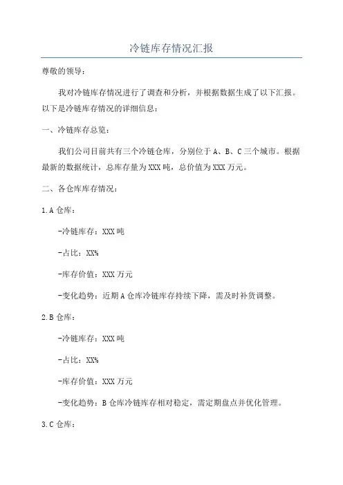 冷链库存情况汇报