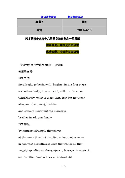 英语学习英语六级写作考试常用词汇必备