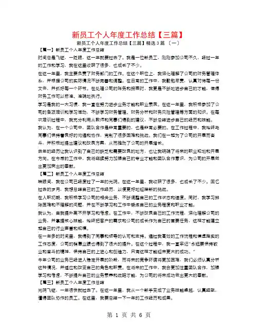 新员工个人年度工作总结【三篇】3篇
