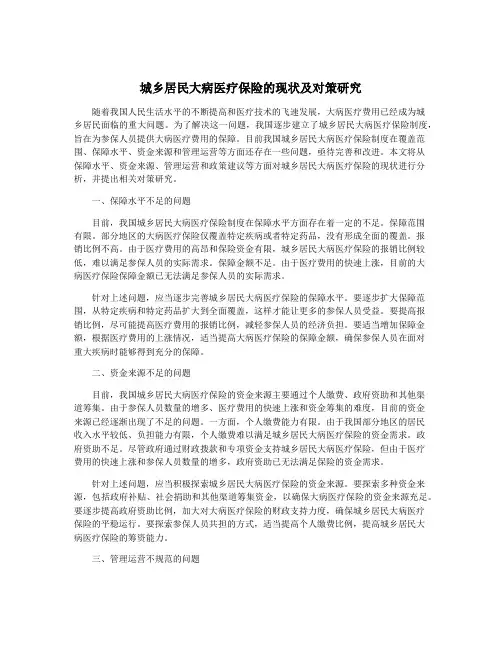 城乡居民大病医疗保险的现状及对策研究