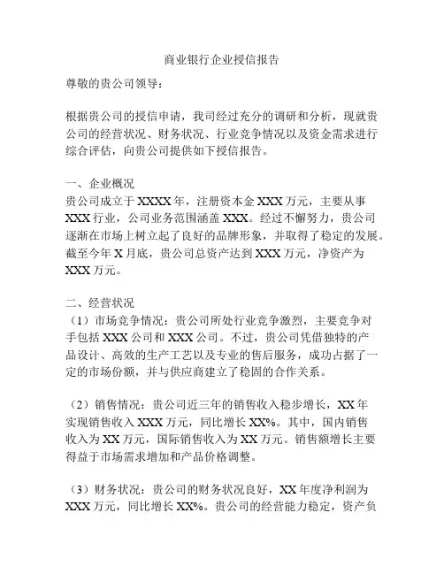 商业银行企业授信报告