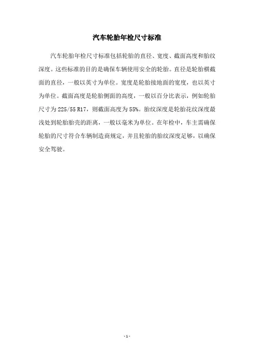 汽车轮胎年检尺寸标准
