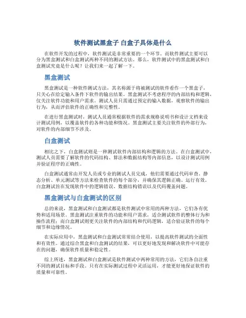 软件测试黑盒子 白盒子具体是什么