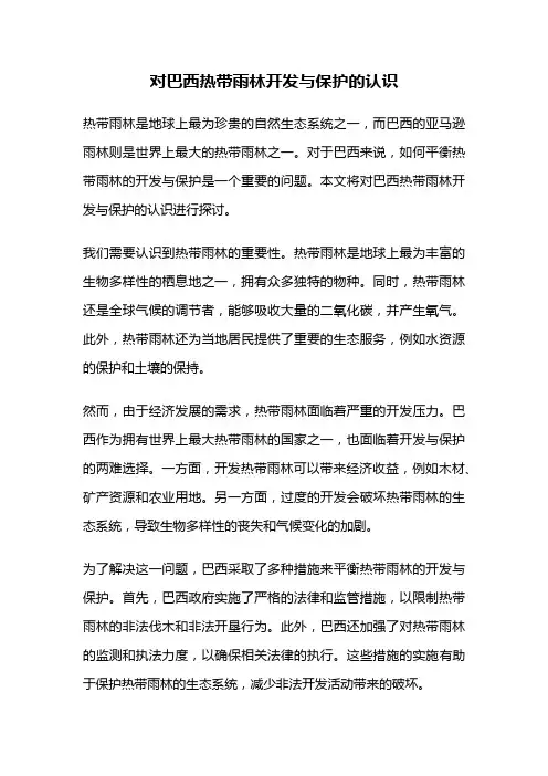 对巴西热带雨林开发与保护的认识