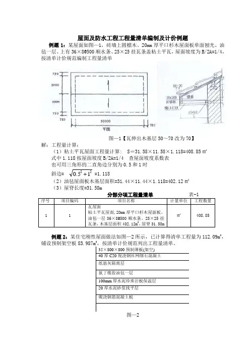 屋面及防水工程量清单编制实例(4套)