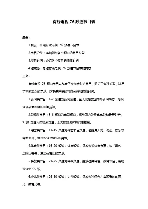 有线电视76频道节目表