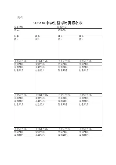 2023年中小学生篮球比赛报名表