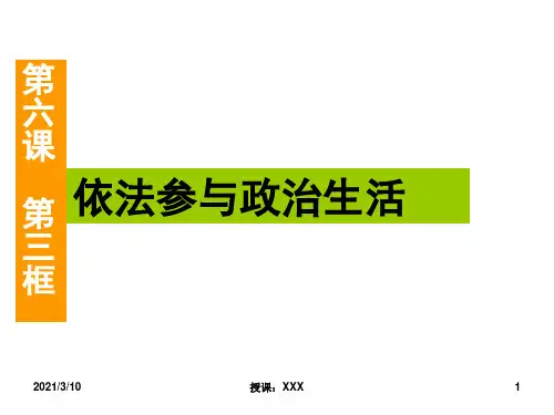 人教版九年级第六课第三框依法参与政治生活