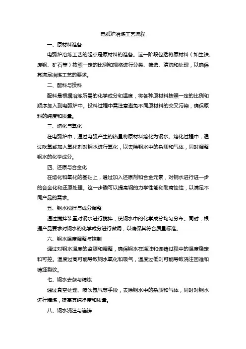 电弧炉冶炼工艺流程