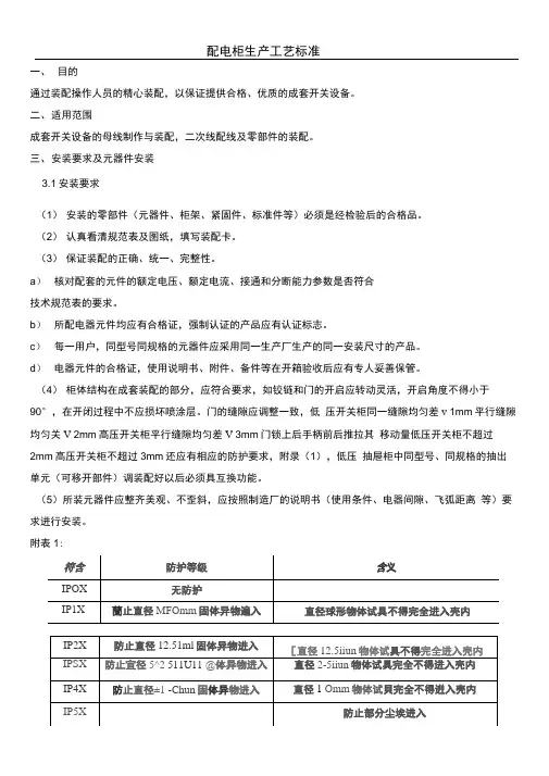 (完整版)配电柜生产工艺标准