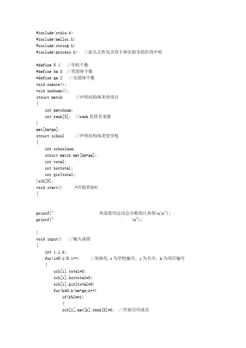 c++运动会分数统计系统