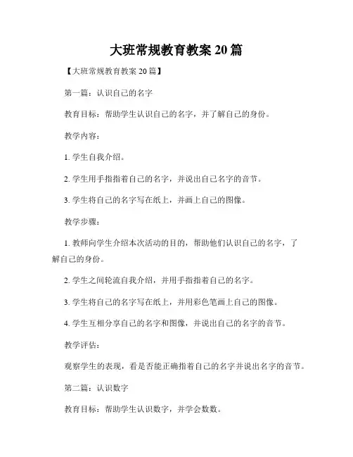 大班常规教育教案20篇