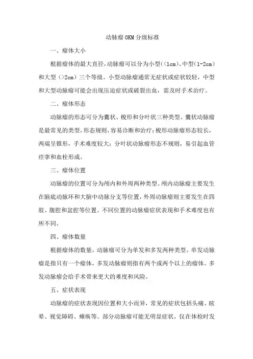 动脉瘤okm分级标准