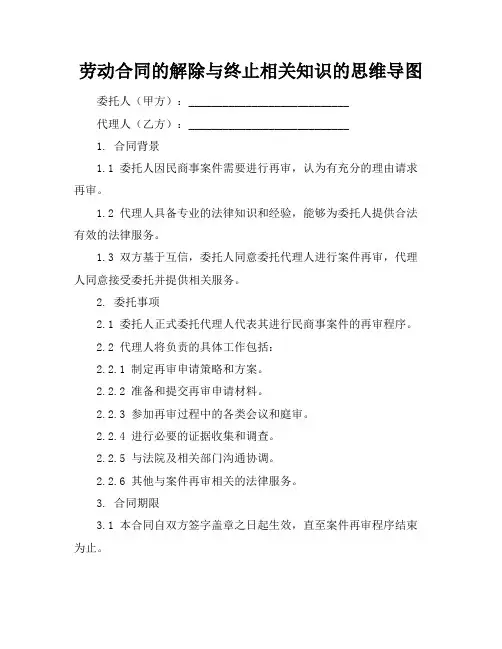 劳动合同的解除与终止相关知识的思维导图
