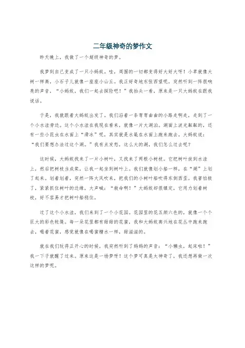 二年级神奇的梦作文