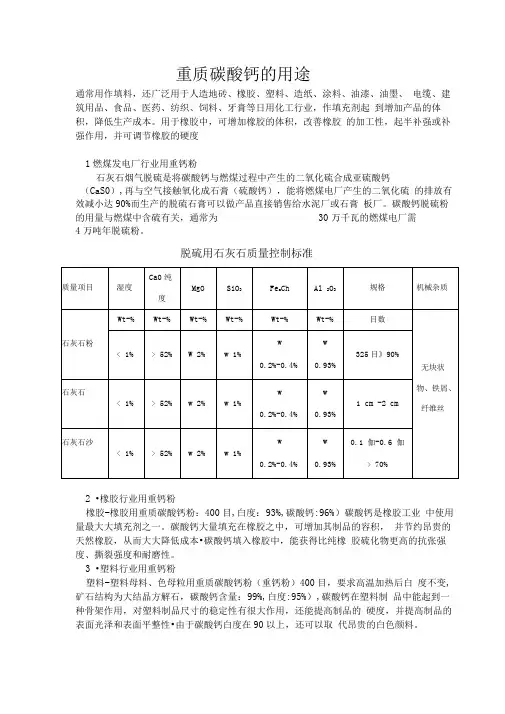 重质碳酸钙的用途解析