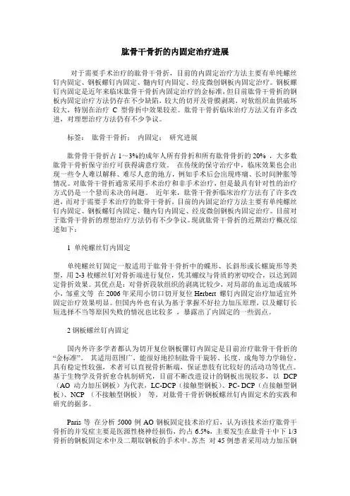 肱骨干骨折的内固定治疗进展
