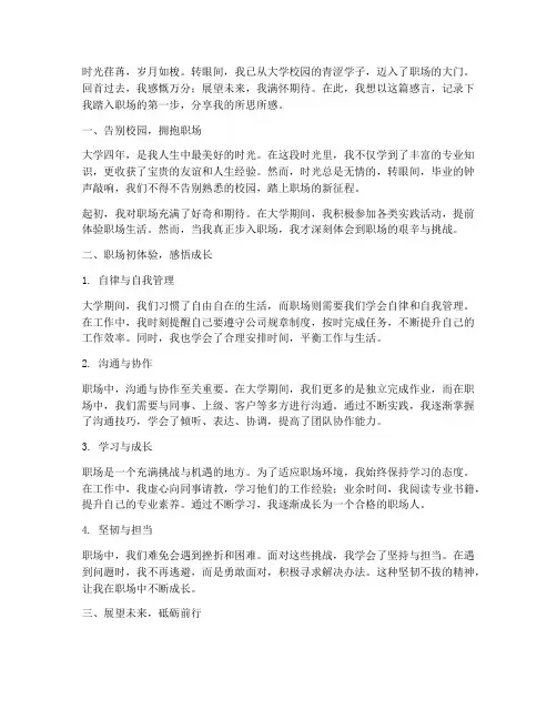 大学刚毕业进入职场感言