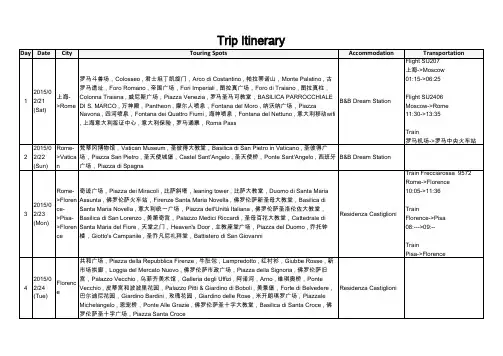 Trip-itinerary-意大利签证-行程单-中英文-9天