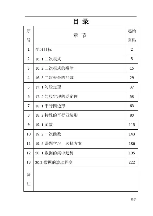 2020新人教版八年级下册数学全册导学案
