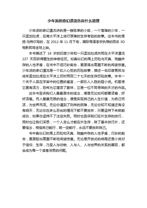 少年派的奇幻漂流告诉什么道理