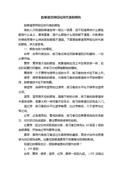 跆拳道各种段位所代表的颜色