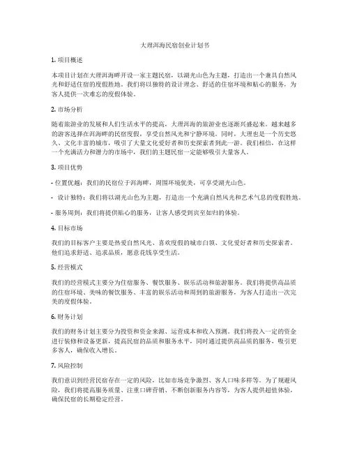 大理洱海民宿创业计划书