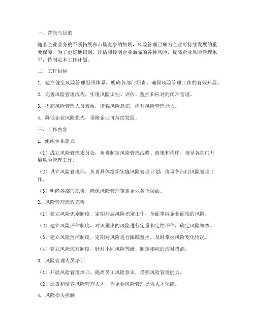 风险管理报告工作计划
