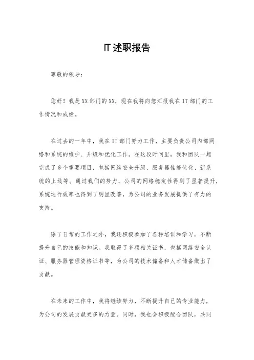 IT述职报告