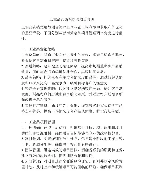 工业品营销策略与项目管理