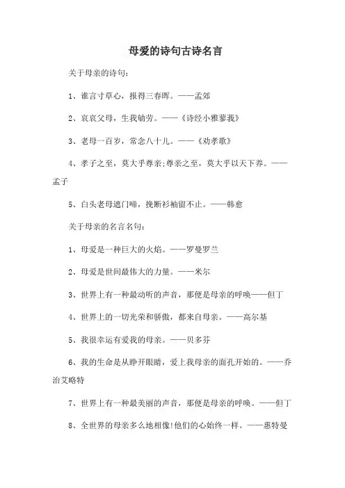 母爱的诗句古诗名言