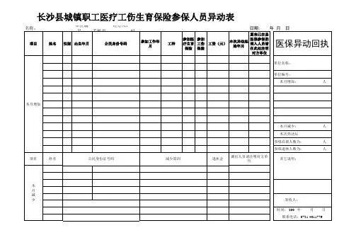 医疗工伤生育异动表