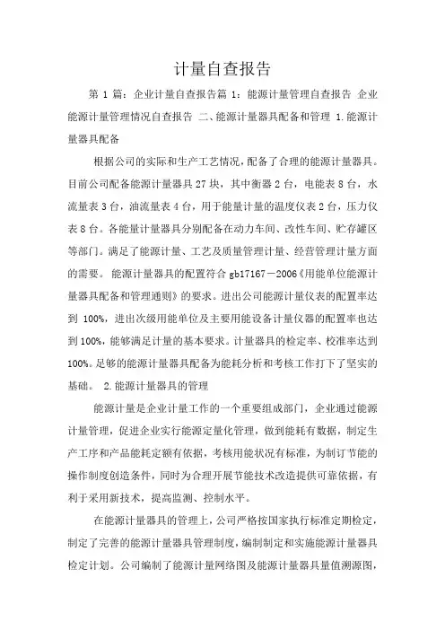 计量自查报告