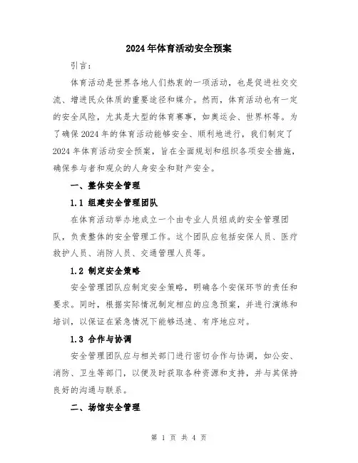 2024年体育活动安全预案