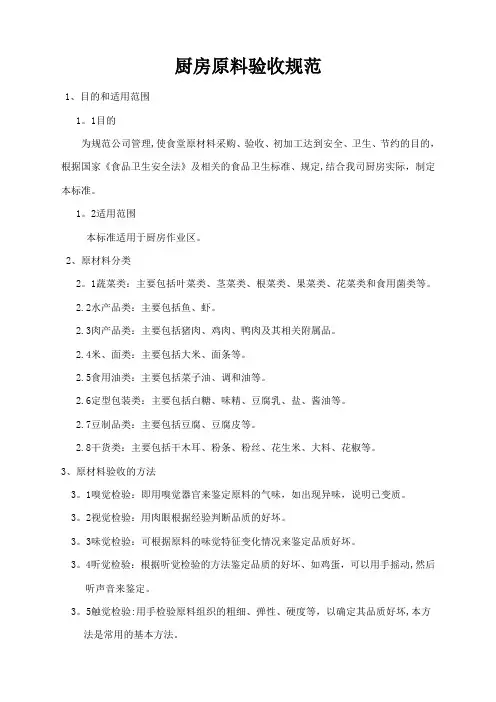 厨房原料验收规范