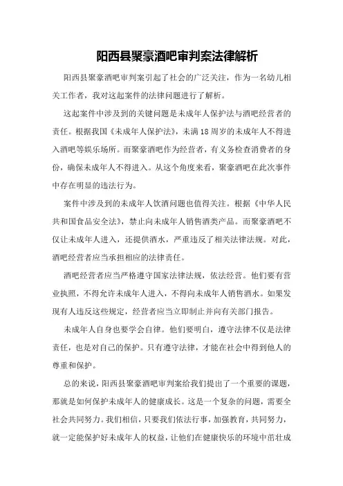 阳西县聚豪酒吧审判案法律解析