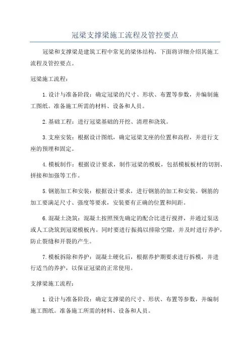 冠梁支撑梁施工流程及管控要点