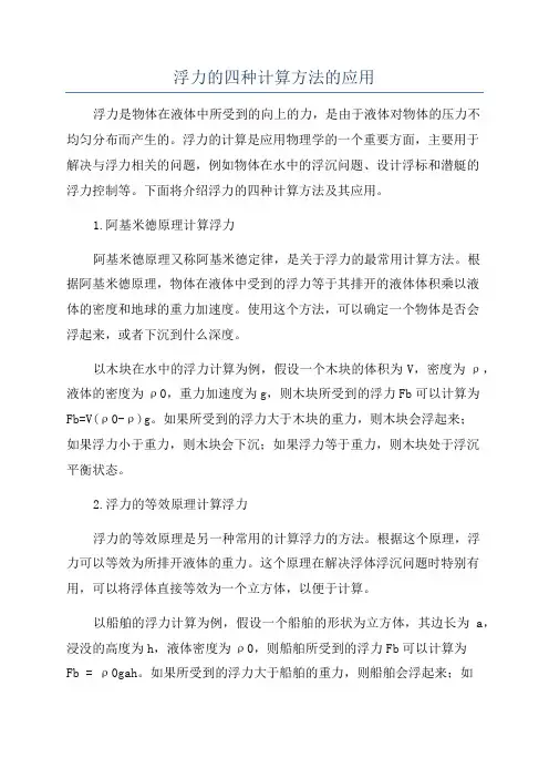 浮力的四种计算方法的应用