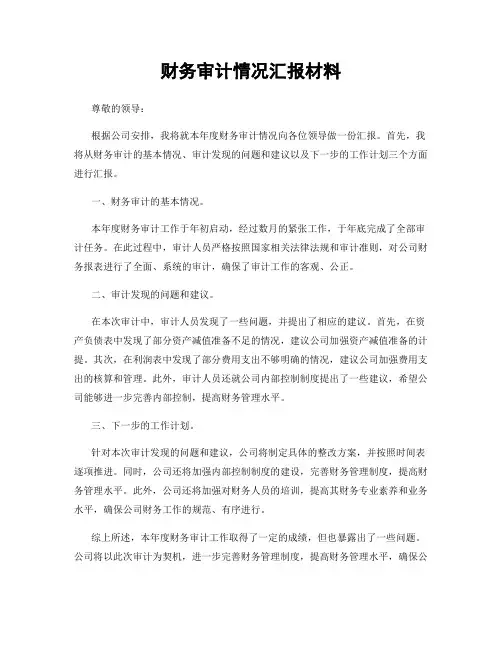 财务审计情况汇报材料