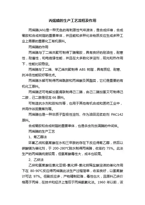 丙烯腈的生产工艺流程及作用