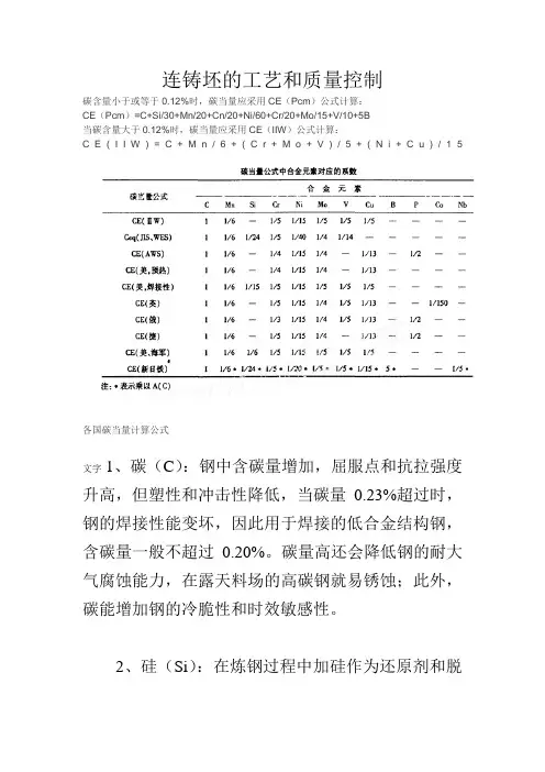 连铸坯的工艺和质量控制