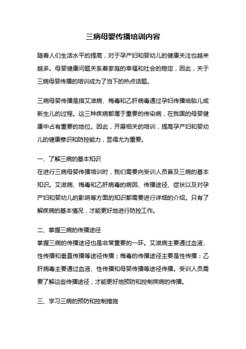 三病母婴传播培训内容