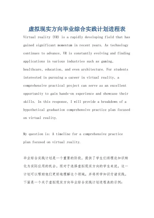虚拟现实方向毕业综合实践计划进程表