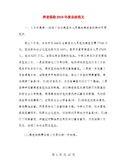 养老保险2019年度总结范文